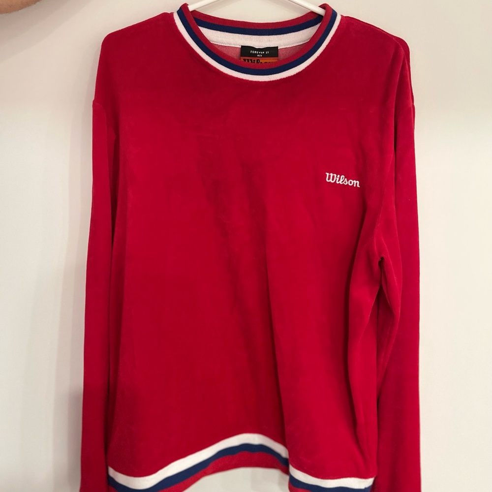 Wilson Red Crewneck Sweatshirt with Trim